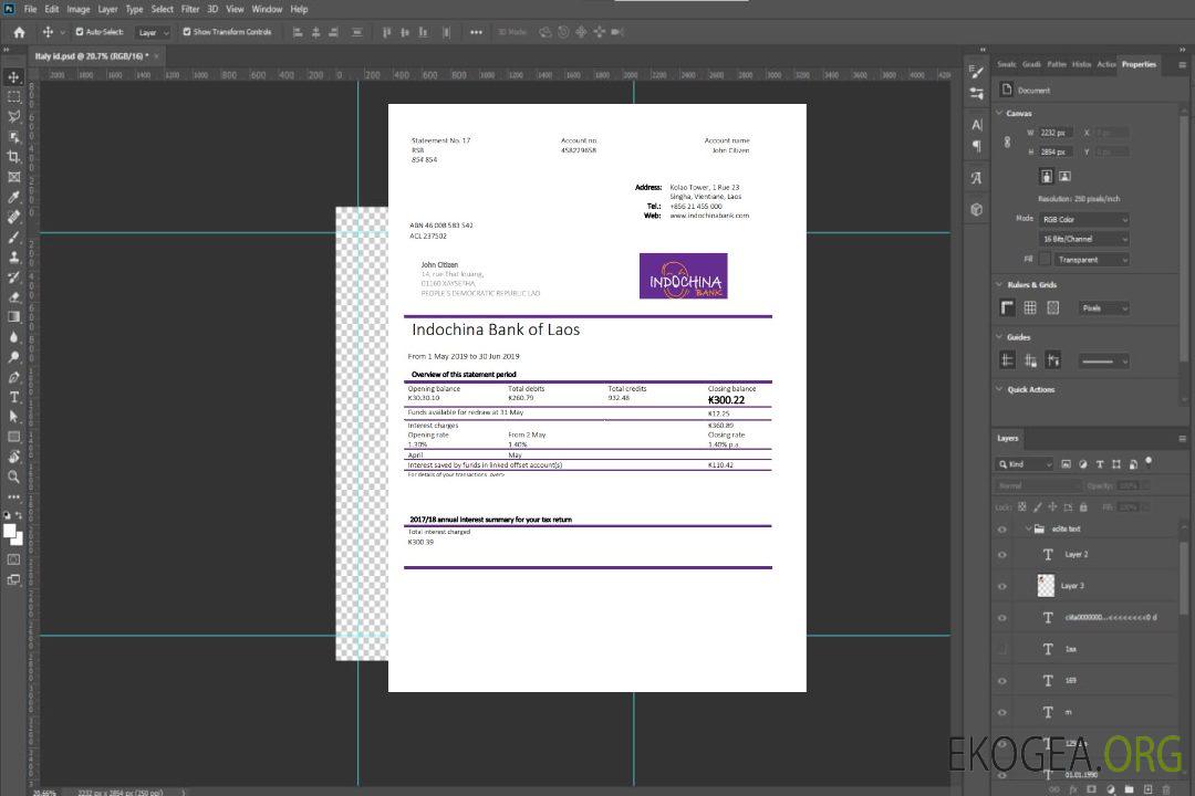Relevé de la Banque Laos Indochine template Relevé de la Banque Laos Indochine template